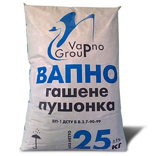 Вапно гашене сухе 25кг Пушонка