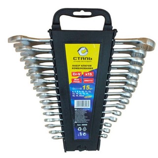 Набір ключів комбінованих 15шт Сталь 55357пл