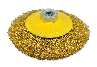 Щітка конічна 105мм М14 латунна рифлена  17-931