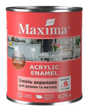 Емаль акрил MAXIMA бургунді шовков.-матова  0,75л