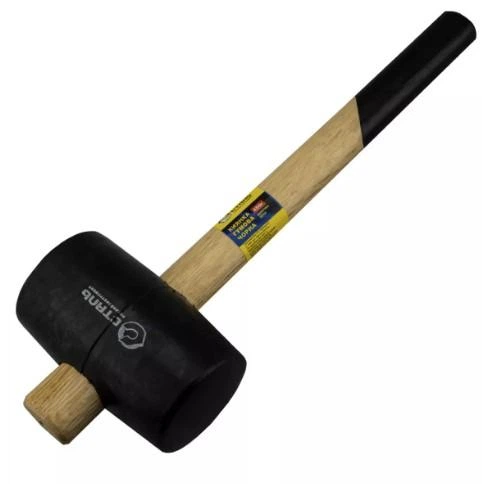 Молоток чорна гума 450г Сталь дерев. ручка 106186