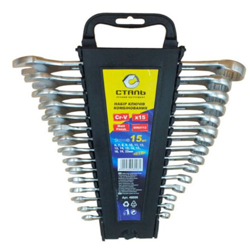 Набір ключів комбінованих 15шт Сталь 55357пл