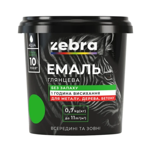 Фарба емаль ZEBRA 0,7кг Св-зелений 34