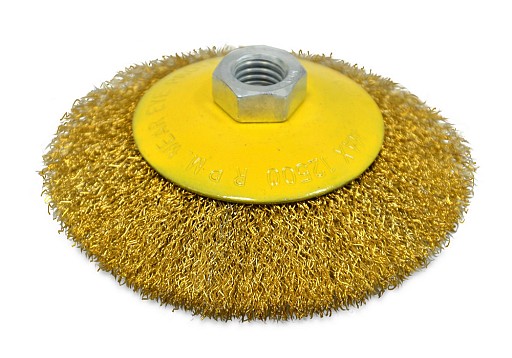 Щітка конічна 125мм М14 латунна рифлена  17-932