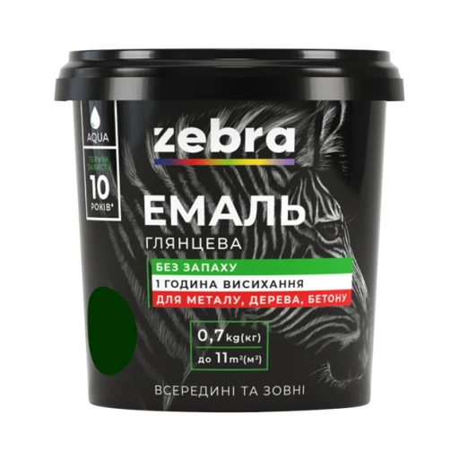 Фарба емаль ZEBRA 0,7кг Темно-зелений 38