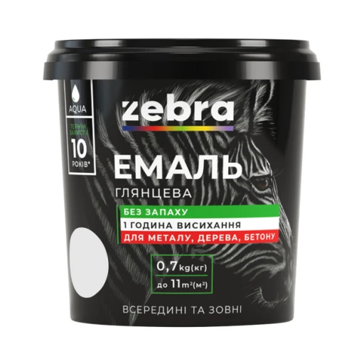 Фарба емаль ZEBRA 0,7кг Білий 10