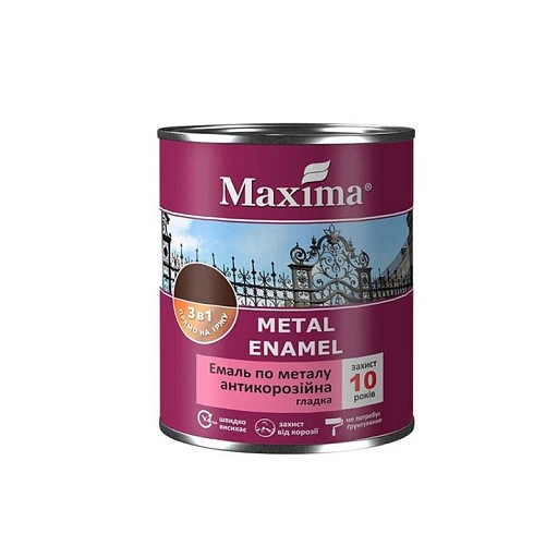 Емаль антикор. 3в1 MAXIMA гладка вишнева  0,75л
