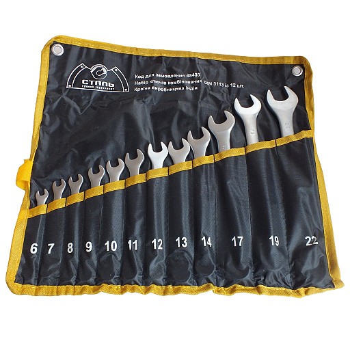 Набір ключів комбінованих 12шт Сталь 48403 чохол