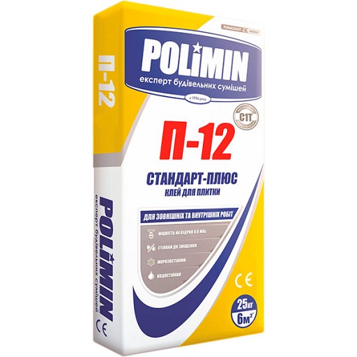 Клей д/плитки Polimin Р-12  25кг універсал